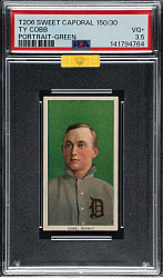1909-1911 T206 White Border Ty Cobb Portrait Green Background PSA VG+ 3.5 (MBA Gold Diamond)