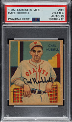 Signed 1934-1936 R327 Diamond Stars #39 Carl Hubbell PSA VG-EX 4 with GEM MINT 10 Signature