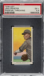 1909-1911 T206 White Border Jack Pfiester Throwing PSA EX+ 5.5 - Uzit Back - 1 of 1 - Highest Graded!