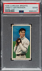 1909-1911 T206 White Border Christy Mathewson Dark Cap PSA GOOD 2 - Carolina Brights Back