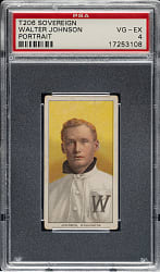 1909-1911 T206 White Border Walter Johnson Portrait PSA VG-EX 4 - Sovereign 350 Back