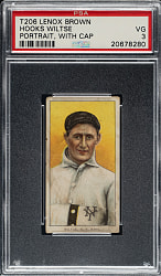 1909-1911 T206 White Border Hooks Wiltse Portrait, with Cap PSA VG 3 - Extremely Rare Brown Lenox Back