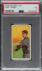 1909-1911 T206 White Border Tony Thebo Southern Leaguer PSA EX 5 - Old Mill Back