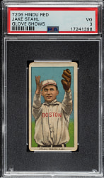 1909-1911 T206 White Border Jake Stahl Glove Shows PSA VG 3 - Red Hindu Back