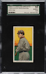1909-1911 T206 White Border Roger Bresnahan with Bat SGC VG/EX+ 55 - Carolina Brights Back - 1 of 1 - Highest Graded!