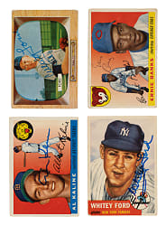 Signed 1953 to 1956 Topps and Bowman Hall of Fame Collection (18) Including Banks, Ford, and Irvin