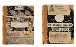 1894-1895 John Montgomery Ward Scrapbook Pair Including 1895 New York Ticket Stub
