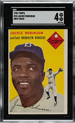 1954 Topps #10 Jackie Robinson SGC VG/EX 4 - Extremely Rare "Canadian" Gray Back!