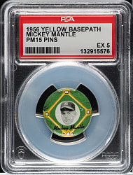 1956 PM15 "Yellow Basepath" Mickey Mantle Pin PSA EX 5