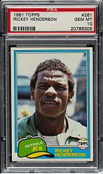 1981 Topps #261 Rickey Henderson PSA GEM MINT 10