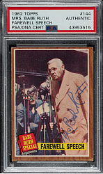 Signed 1962 Topps #144 Babe Ruth Farewell Speech - PSA/DNA - Signed by Mrs. Babe Ruth