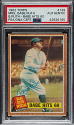 Signed 1962 Topps #139 Babe Ruth Hits 60 - PSA/DNA - Signed by Mrs. Babe Ruth