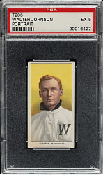 1909-1911 T206 White Border Walter Johnson Portrait PSA EX 5