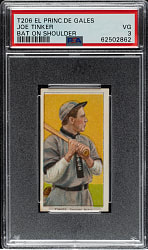 1909-1911 T206 White Border Joe Tinker Bat On Shoulder PSA VG 3 - El Principe De Gales Back