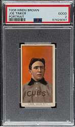 1909-1911 T206 White Border Joe Tinker Portrait PSA GOOD 2 - Brown Hindu Back