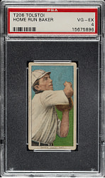 1909-1911 T206 White Border Home Run Baker PSA VG-EX 4 - Tolstoi Back