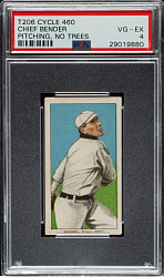 1909-1911 T206 White Border Chief Bender Pitching, No Trees in Background PSA VG-EX 4 - Cycle 460 Back