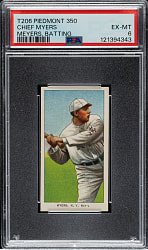 1909-1911 T206 White Border Chief Myers Batting PSA EX-MT 6