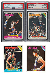 High-Grade 1975-1976 Topps Basketball Complete Set (330) Including #254 Moses Malone Rookie PSA NM-MT 8