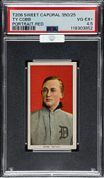 1909-1911 T206 White Border Ty Cobb Portrait Red Background PSA VG-EX+ 4.5 (MBA Silver Diamond)