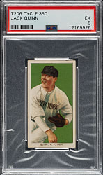 1909-1911 T206 White Border Jack Quinn PSA EX 5 - Cycle 350 Back - 1 of 2 - Highest Graded!