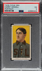 1909-1911 T206 White Border Harry Howell Portrait PSA EX 5 - Cycle 350 Back