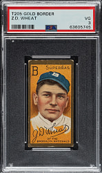 1911 T205 Gold Border Zack Wheat PSA VG 3 - American Beauty Back