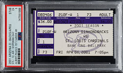April 6, 2001 Arizona Diamondbacks (vs. St. Louis Cardinals) Ticket Stub PSA EX 5 - Albert Pujols First Career Home Run