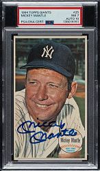 Signed 1964 Topps Giants #25 Mickey Mantle PSA NM 7 with GEM MINT 10 Signature