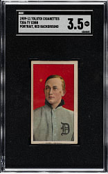 1909-1911 T206 White Border Ty Cobb Portrait Red Background SGC VG+ 3.5 - Tolstoi Back