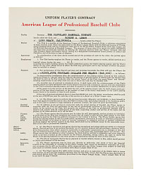 1951 Bob Lemon Signed Cleveland Indians Contract - Also Signed by Hank Greenberg