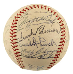 1967 Baltimore Orioles Team-Signed Baseball with Frank and Brooks Robinson, Aparicio, and Palmer