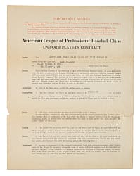 1924 Max Bishop Philadelphia Athletics Signed Rookie Contract