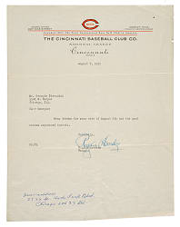 1952 Rogers Hornsby Signed Letter