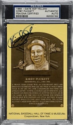 Kirby Puckett Signed Yellow Hall of Fame Postcard - PSA/DNA