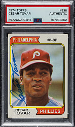 Signed 1974 Topps #538 Cesar Tovar - PSA/DNA - Signature Rarity - The Only PSA-Graded Example!