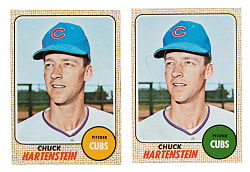 1968 Topps #13 Chuck Hartenstein Green Circle Blank-Back Proof Card