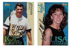 Extremely Rare 1997 Topps Stadium Club Employee Promo/Test Issue Joe Grippo (Groom) and Lisa Hannon (Bride) Pair