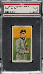1910-1912 T215 Red Cross Tobacco (Type 1) Zack Wheat PSA GOOD 2