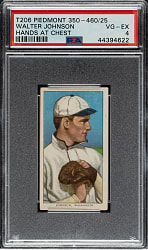 1909-1911 T206 White Border Walter Johnson Hands at Chest PSA VG-EX 4