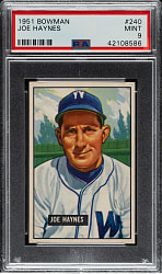 1951 Bowman #240 Joe Haynes PSA MINT 9