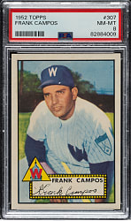 1952 Topps #307 Frank Campos PSA NM-MT 8