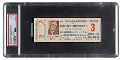 October 28, 1944 Franklin D. Roosevelt Presidential Address Full Ticket PSA VG-EX 4