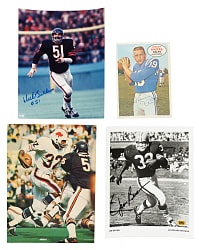 Football Hall of Famers and Stars Signed Photograph and Magazine Page Collection (58) Including Halas, Hinkle, Kinard, Nagurski, and Strong