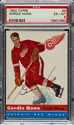1954-1955 Topps Hockey #8 Gordie Howe PSA EX-MT 6