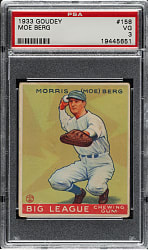 1933 R319 Goudey #158 Moe Berg PSA VG 3