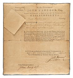 1783 John Hancock Signed Military Appointment - JSA
