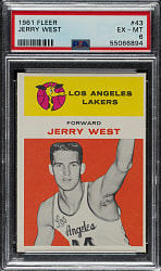 1961-1962 Fleer Basketball #43 Jerry West Rookie PSA EX-MT 6