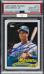 Signed 1989 Topps Traded #41T Ken Griffey Jr. Rookie PSA GEM MINT 10 (MBA Silver Diamond)
