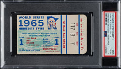 1965 Minnesota Twins (vs. Los Angeles Dodgers) World Series Game 1 Ticket Stub PSA VG-EX 4 - Sandy Koufax Sits Out for Yom Kippur